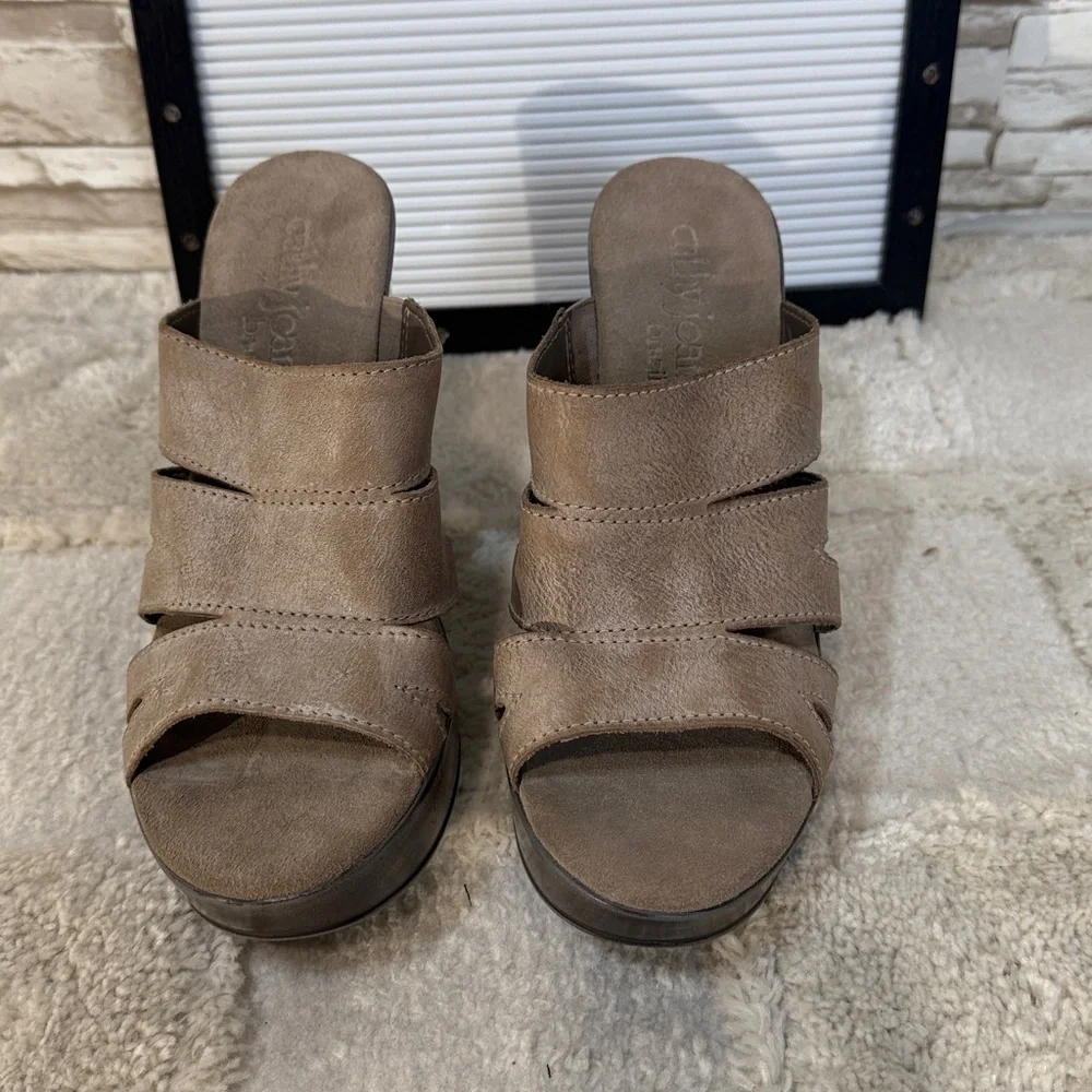 CATHY JEAN Brazil Leather Stylish Brown Wedge Sandals